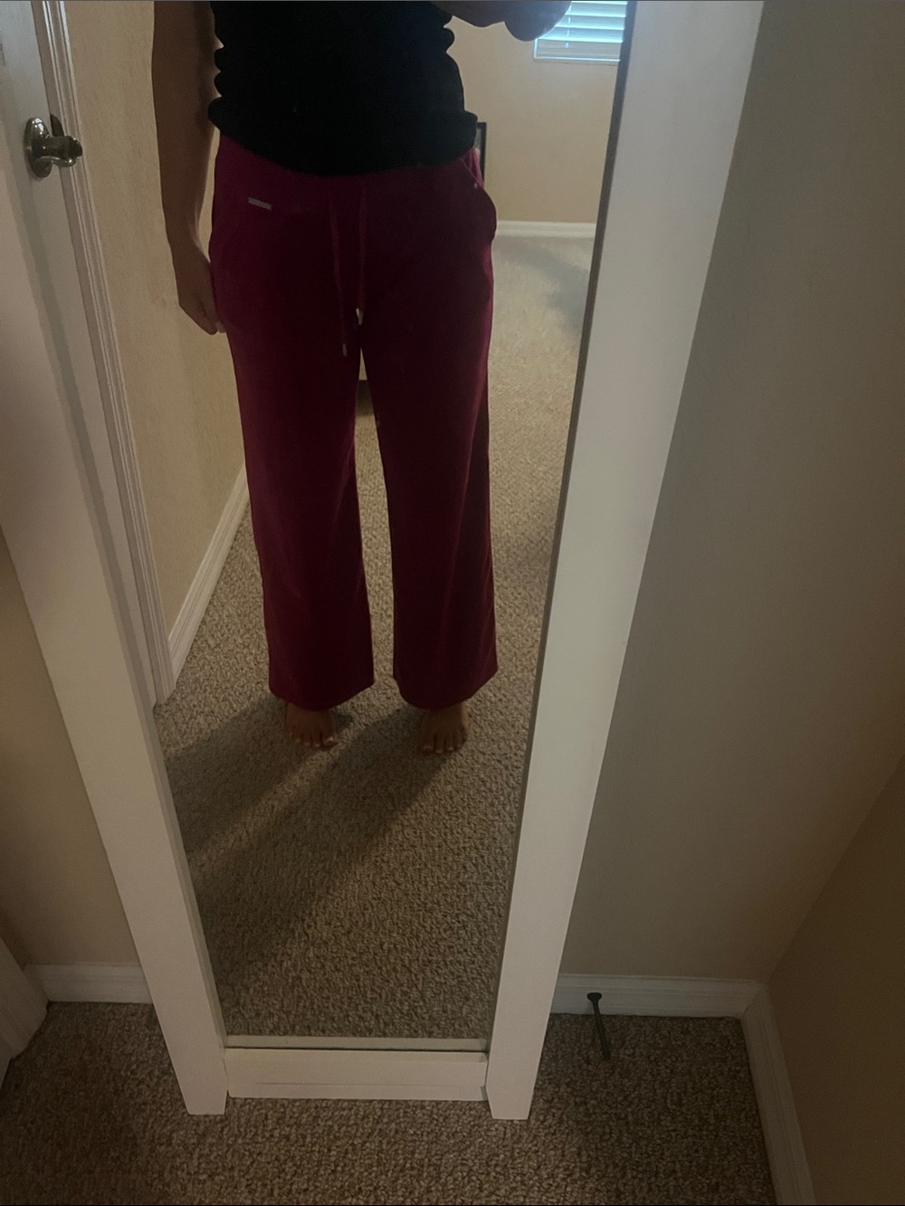 Wide Leg Knit Michael Kors Lounge Pants in Deep Magenta/Raspberry color